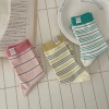One-piece delivery service for spring and summer striped fabric label kitten socks, women's mid-calf socks, ins trendy Japanese style retro couple sports summer cotton socks Application Scenario